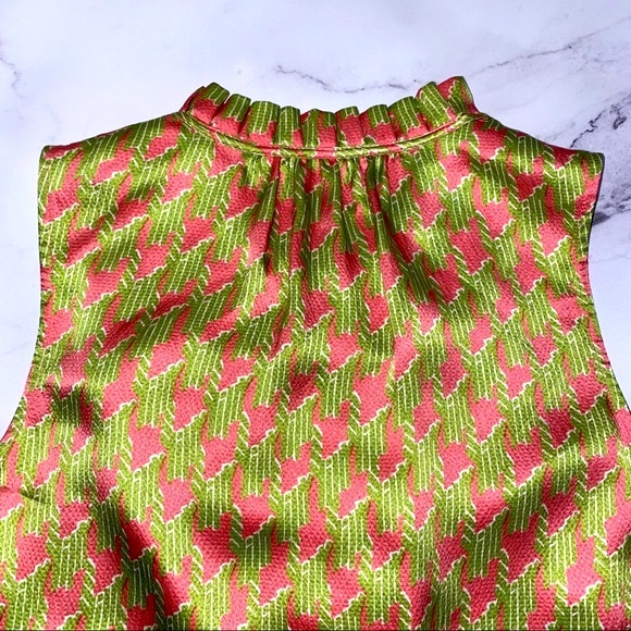 Lilly Pulitzer 100% Silk Unique Crissa Silk Houndstooth Top Size 6 70422 - Picture 6 of 7